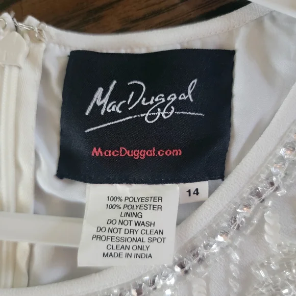 NWT Mac Duggal 70260 White Striped Beaded Floral Embellish Sleeveless Midi Dress - Picture 4 of 16